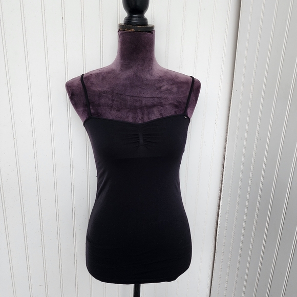 Guess Woman Sz M/L Sleeveless Tank Top Shirt Black Stretch Nylon - Picture 1 of 13